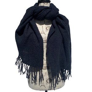 ♛4/$20♛ Soft Warm Knit Blanket Scarf w/ Fringe Multiple Ways to Wear! Black